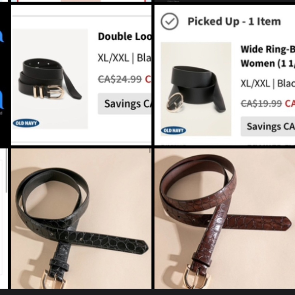 Belts, faux leather, lot of 4, size XXL